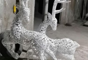 校园广场梅花鹿雕塑订做，城市雕塑，景观镂空梅花鹿雕塑工程