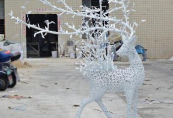 花园梅花鹿雕塑批发，标识雕塑，展示镂空梅花鹿雕塑