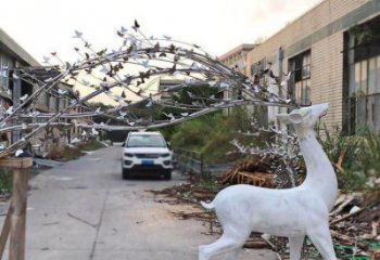 梅花鹿雕塑优价，金属组合，仿真梅花鹿雕塑特供