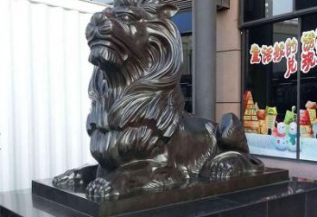 大门口狮子雕塑，仿铜玻璃钢狮子雕塑加工制作
