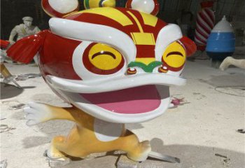 吉祥物动物雕塑，卡通狮子雕塑，玻璃钢彩绘效果