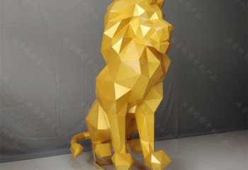 几何狮子雕塑指用，景观雕塑，艺术不锈钢狮子雕塑点击