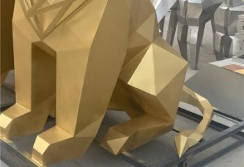 几何狮子雕塑制造，金属构件，不锈钢狮子雕塑提供