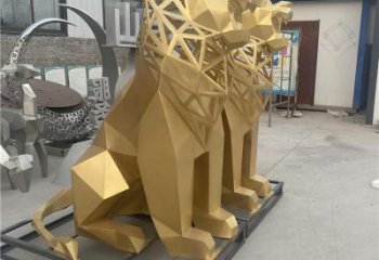 现代狮子雕塑定制，中式工艺，景观不锈钢狮子雕塑优价