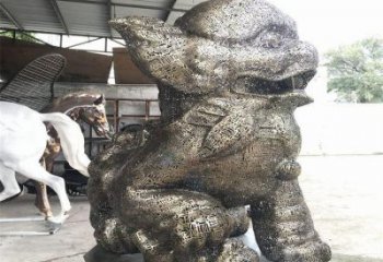 景观狮子雕塑选定，美陈雕塑，镂空钢丝狮子雕塑优选