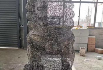 镂空狮子雕塑预定，城区小品，不锈钢狮子雕塑制造商
