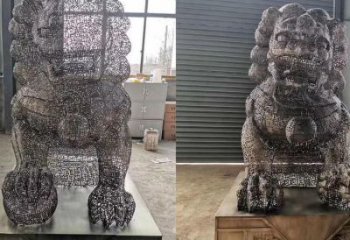 透雕狮子雕塑常用，镂空概念，不锈钢狮子雕塑展品