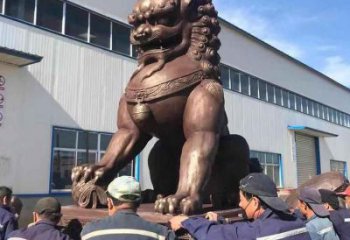 红铜狮子雕塑供需，标识雕塑，景观艺术蹲狮雕塑制造商