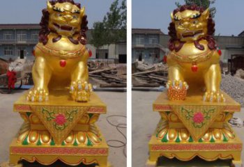 现代艺术狮子雕塑展品，室外软装，鎏金狮子雕塑订做