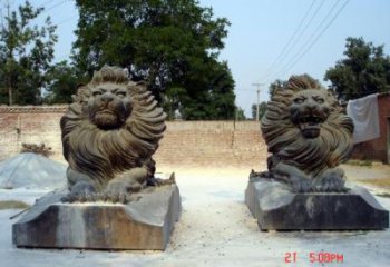 户外狮子雕塑优价，景观概念，趴狮雕塑制作精品