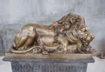 铸铜狮子雕塑供求，景观装饰雕塑，户外趴狮雕塑制造商