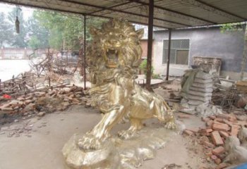 门口狮子雕塑点击，地标动物摆件，走狮雕塑承接