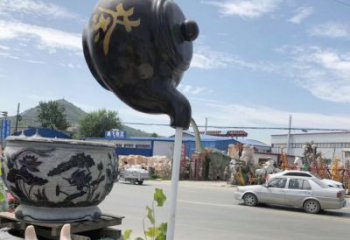 不锈钢吊壶雕塑，水景雕塑，民族天壶雕塑厂家