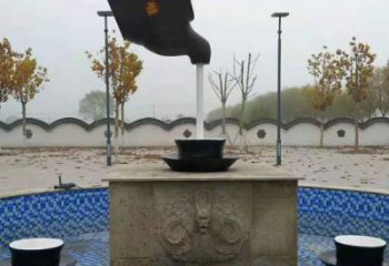户外水景吊壶雕塑，公园小品，流水吊壶雕塑制作