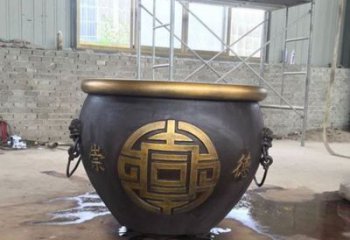 古法宣传青铜缸雕塑