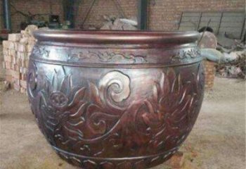 莲花图青铜缸雕塑