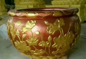 鎏金青铜缸雕塑