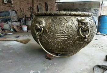 花纹图太平缸铜雕