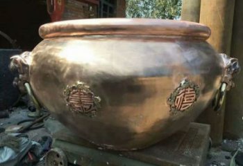 福寿喜紫铜缸铜雕塑