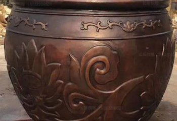 莲花图紫铜缸雕塑