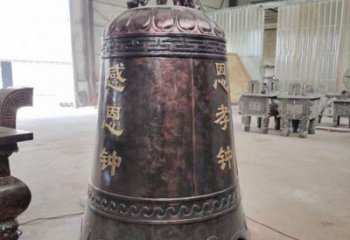 恩孝钟铜雕-雕刻八卦纹铜钟雕塑