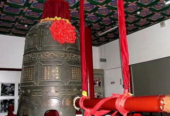 古法铜钟雕塑-挂式喇叭形铜钟雕塑