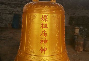 庙宇神钟雕塑-鎏金工艺-喇叭形铜钟雕塑