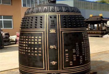 仿古彩绘工艺铜钟雕塑