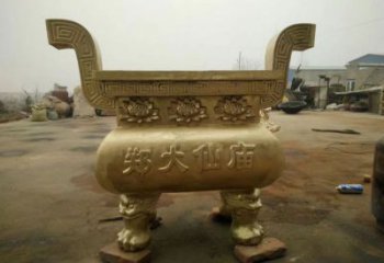 寺庙鎏金炉铜雕塑