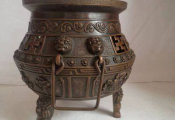 古代三足象形炉雕塑