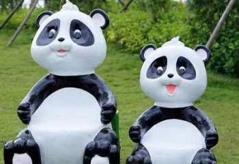 熊猫坐凳雕塑，公园景观雕塑，彩绘工艺摆件