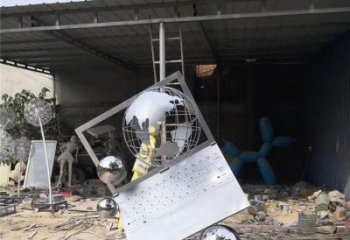 地球仪雕塑通用，街景小品，笔记本地球仪雕塑制造