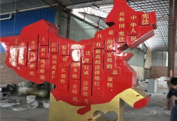 烤漆地图雕塑，白钢构件，不锈钢地图雕塑生产厂家