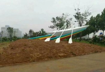 龙舟工艺选用，彩钢制作，不锈钢龙舟雕塑制造商