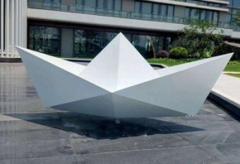 抽象纸船雕塑厂家，标识雕塑，景观折纸船雕塑指用