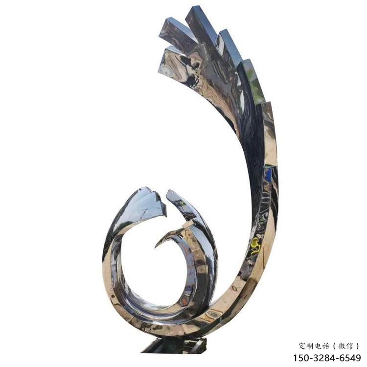 凤凰雕塑制作，镜面概念，亮面不锈钢凤凰雕塑专供