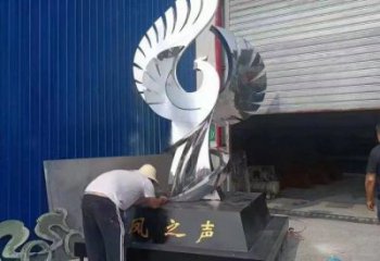 景观凤凰雕塑定做，小区摆件，镜面不锈钢凤凰雕塑制作