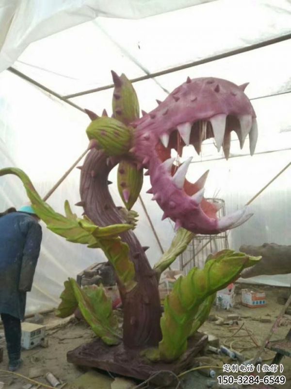 食人花雕塑承接，景区案例，仿真食人花雕塑厂家