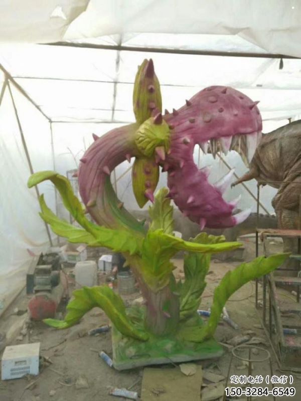 食人花雕制作，广场系列，彩绘食人花雕塑优选