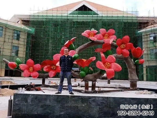 桃花雕塑供需，美陈雕塑，仿真桃花雕塑厂家承接