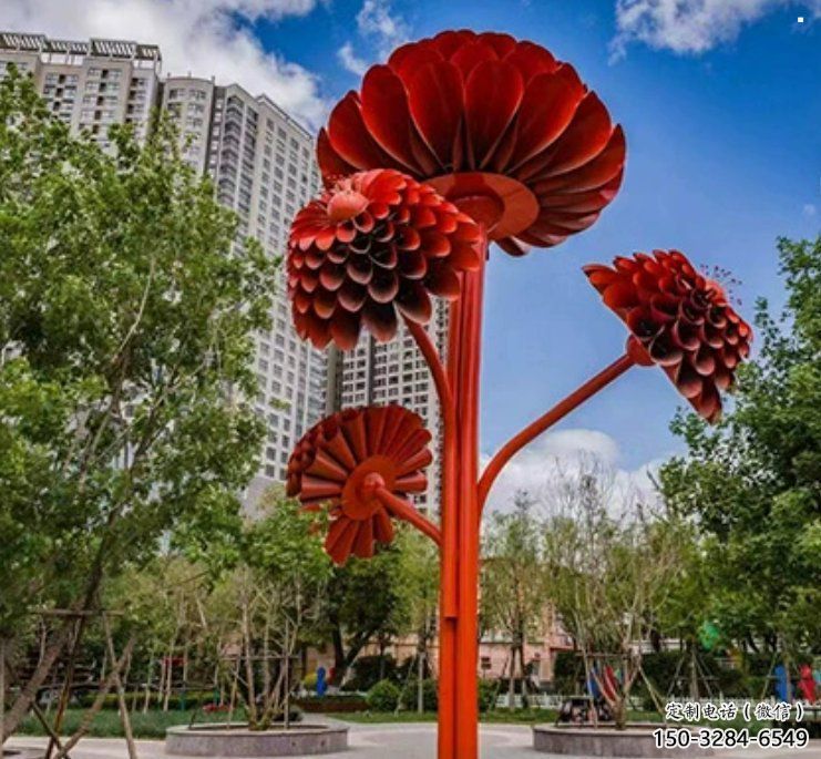 大型梧桐花雕塑制作，花园小品，梧桐花雕塑厂家提供