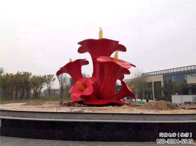 烤漆梧桐花雕塑制造商，室外软装，景观梧桐花雕塑制作厂家