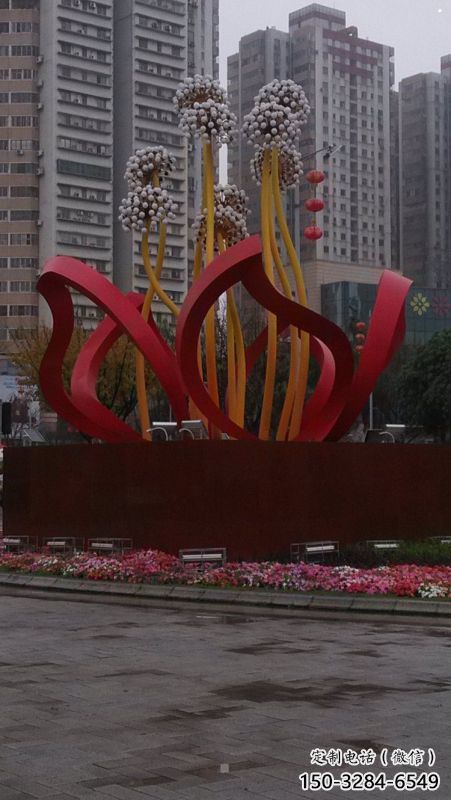 镂空梧桐花雕塑制造商，景观雕塑，梧桐花雕塑供给
