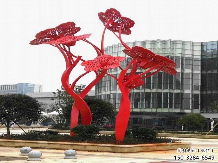 梧桐花雕塑标准，彩钢制作，不锈钢梧桐花雕塑优价