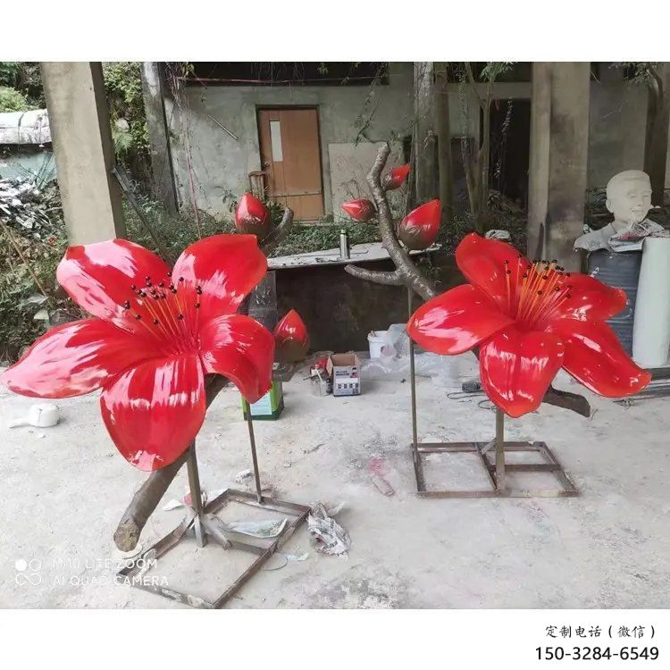 梧桐花雕塑优选，室外雕塑，彩绘梧桐花雕塑厂家优选
