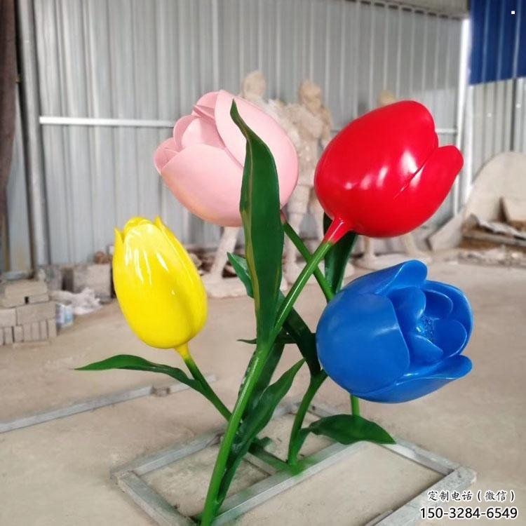 郁金香雕塑展品，公园小品，不锈钢郁金香雕塑生产商