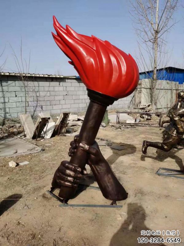 现代火把雕塑生产，美陈艺术建筑，烤漆工艺制作原理