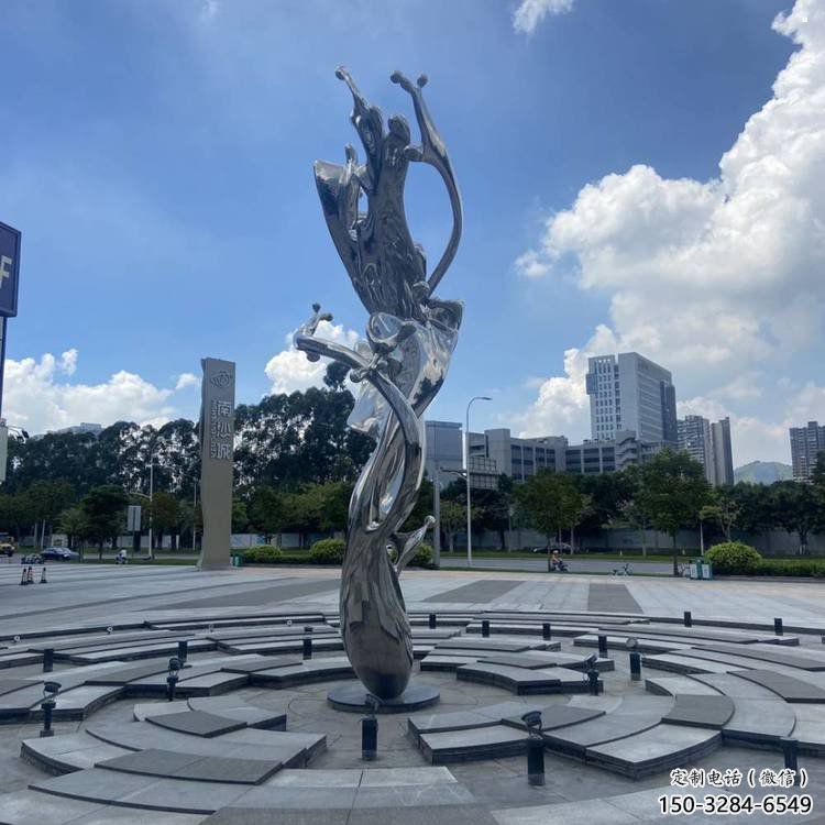 步行街海浪雕塑，锻造景观雕塑，抛光方式