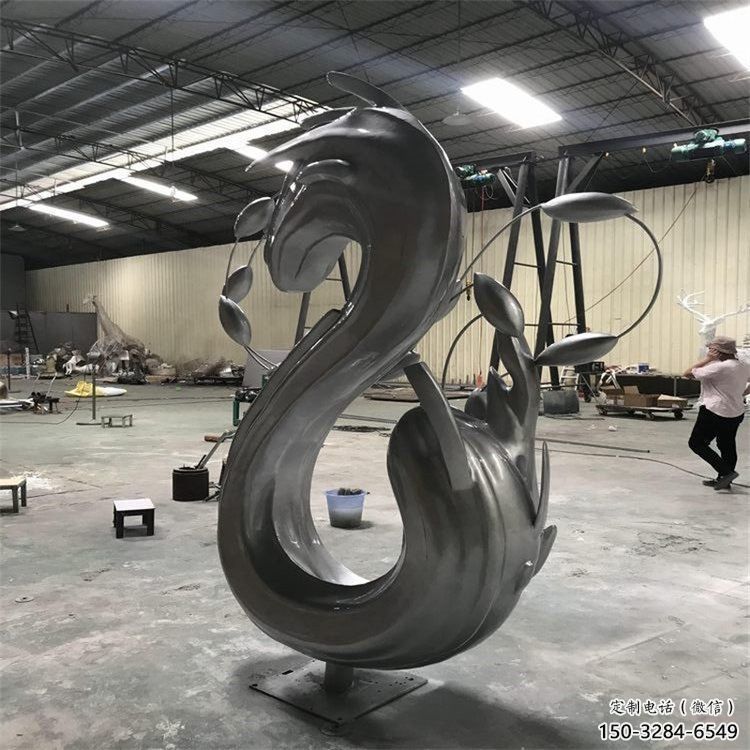 城市海浪雕塑，网格体育雕塑，古铜效果