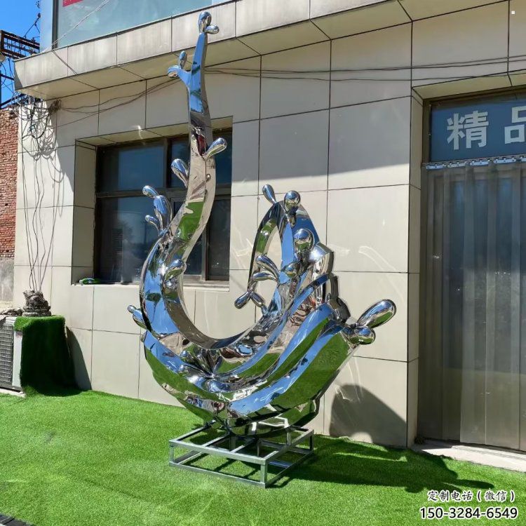 海浪雕塑制造厂家，镜面工艺，不锈钢材质